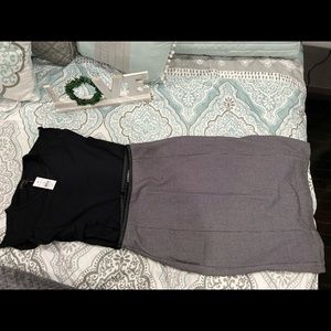 Express pencil skirt with leather trim